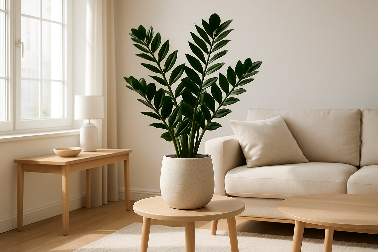 Σαλόνι με φυτά εσωτερικού χώρου σε γλάστρες